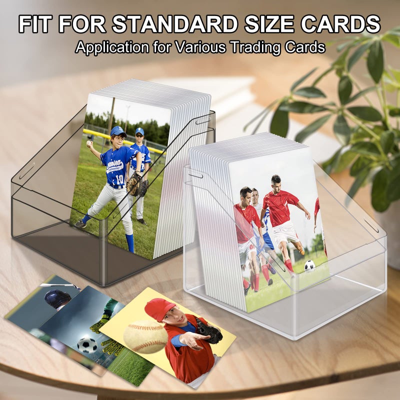 Mlikero 4 Pack Card Deck Cases,Acrylic Card Box Compatible with Mtg Card Deck,Sturdy Card Storage Boxes Holding 100+ Sleeved Cards with 4 Dividers,Clear and Black Card Storage Boxes for MTG - Image 4
